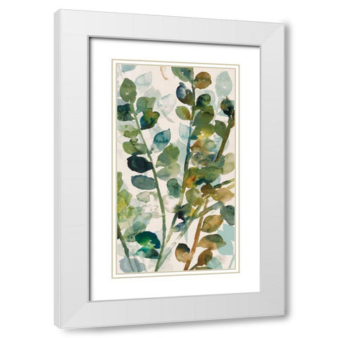 Fall Leaves II White Modern Wood Framed Art Print with Double Matting by Jensen, Asia