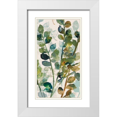 Fall Leaves II White Modern Wood Framed Art Print with Double Matting by Jensen, Asia