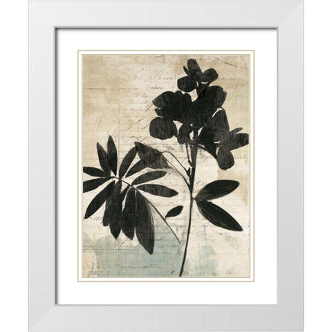 Inky Floral II White Modern Wood Framed Art Print with Double Matting by Jensen, Asia