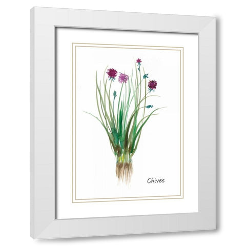 Chives White Modern Wood Framed Art Print with Double Matting by Jensen, Asia