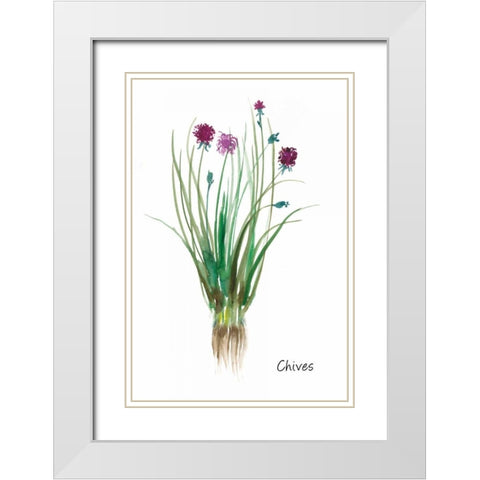 Chives White Modern Wood Framed Art Print with Double Matting by Jensen, Asia