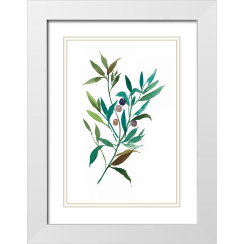 Olive I White Modern Wood Framed Art Print with Double Matting by Jensen, Asia