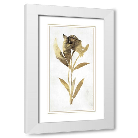 Gold Botanical III White Modern Wood Framed Art Print with Double Matting by Jensen, Asia