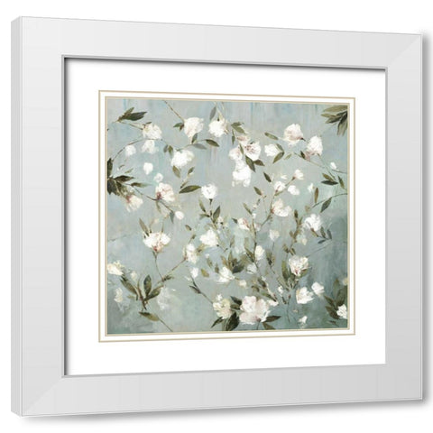 Magnolias I White Modern Wood Framed Art Print with Double Matting by Jensen, Asia