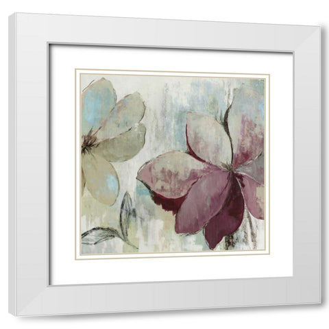 Drippy Floral II White Modern Wood Framed Art Print with Double Matting by Jensen, Asia