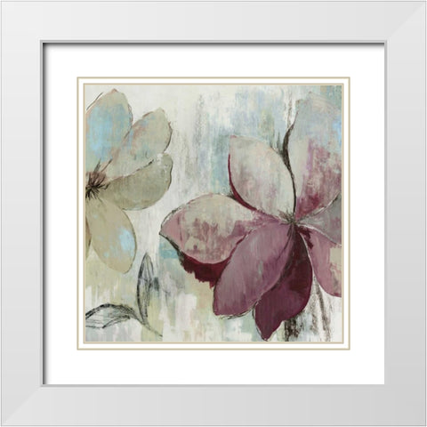 Drippy Floral II White Modern Wood Framed Art Print with Double Matting by Jensen, Asia