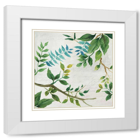Lush Leaves White Modern Wood Framed Art Print with Double Matting by Jensen, Asia
