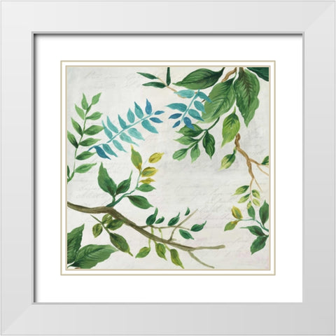 Lush Leaves White Modern Wood Framed Art Print with Double Matting by Jensen, Asia