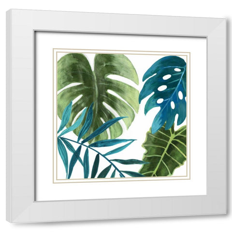 Tropical Leaves I White Modern Wood Framed Art Print with Double Matting by Jensen, Asia