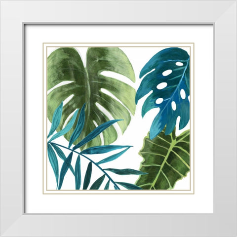 Tropical Leaves I White Modern Wood Framed Art Print with Double Matting by Jensen, Asia