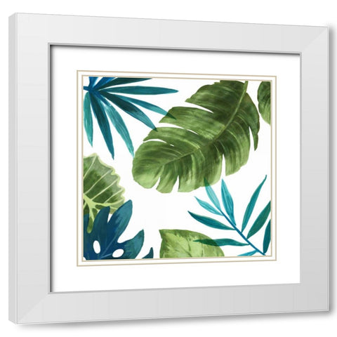 Tropical Leaves II White Modern Wood Framed Art Print with Double Matting by Jensen, Asia