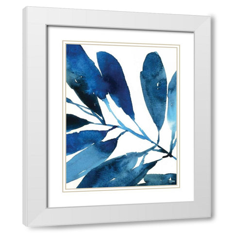 Sapphire Stems I White Modern Wood Framed Art Print with Double Matting by Jensen, Asia