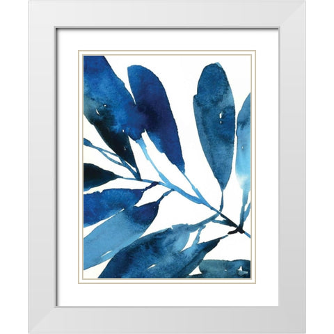 Sapphire Stems I White Modern Wood Framed Art Print with Double Matting by Jensen, Asia