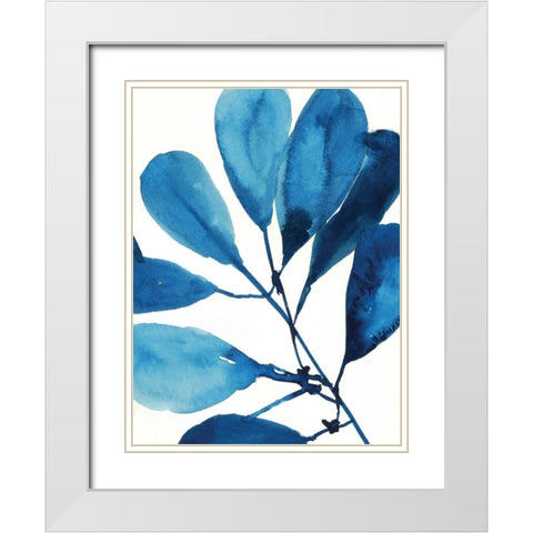 Sapphire Stems II White Modern Wood Framed Art Print with Double Matting by Jensen, Asia