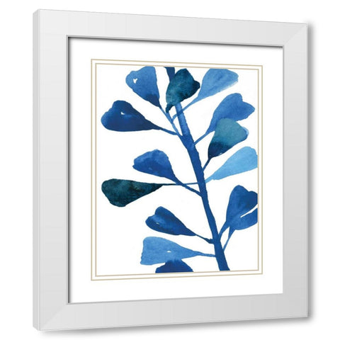 Sapphire Stems V White Modern Wood Framed Art Print with Double Matting by Jensen, Asia