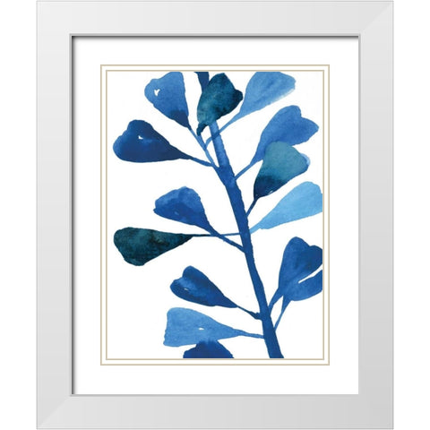 Sapphire Stems V White Modern Wood Framed Art Print with Double Matting by Jensen, Asia