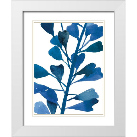 Sapphire Stems VI White Modern Wood Framed Art Print with Double Matting by Jensen, Asia