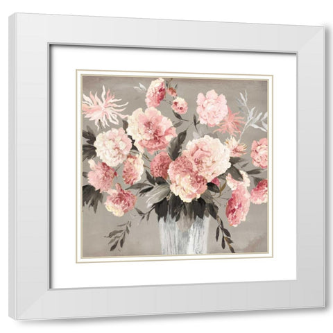 Violet Bouquet Peach Version White Modern Wood Framed Art Print with Double Matting by Jensen, Asia