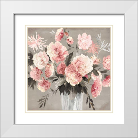 Violet Bouquet Peach Version White Modern Wood Framed Art Print with Double Matting by Jensen, Asia