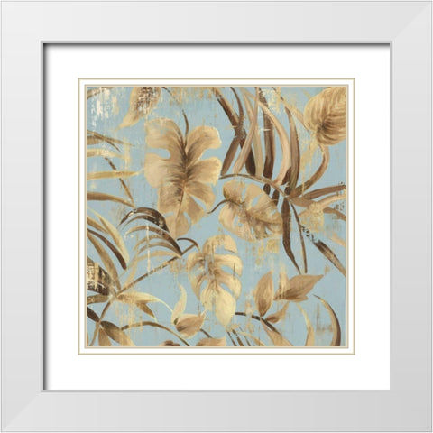 Gold Palms I White Modern Wood Framed Art Print with Double Matting by Jensen, Asia