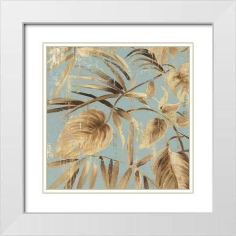 Gold Palms II White Modern Wood Framed Art Print with Double Matting by Jensen, Asia