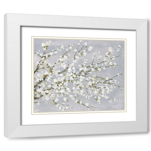 White Blossoms White Modern Wood Framed Art Print with Double Matting by Jensen, Asia