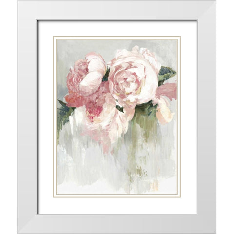 Peonies White Modern Wood Framed Art Print with Double Matting by Jensen, Asia