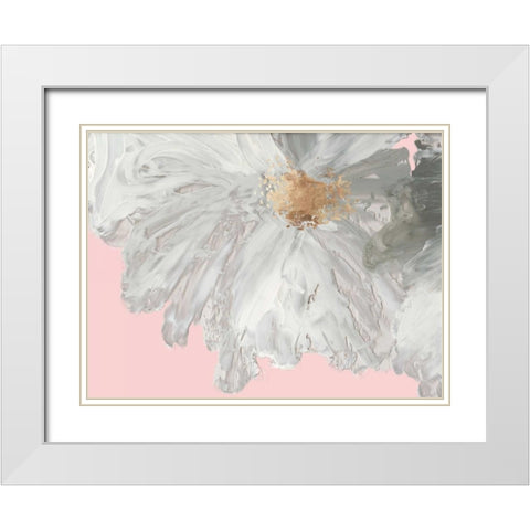 White Peony White Modern Wood Framed Art Print with Double Matting by Jensen, Asia