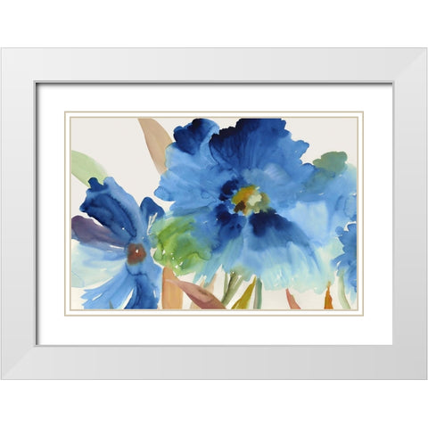 Indigo Bloom White Modern Wood Framed Art Print with Double Matting by Jensen, Asia