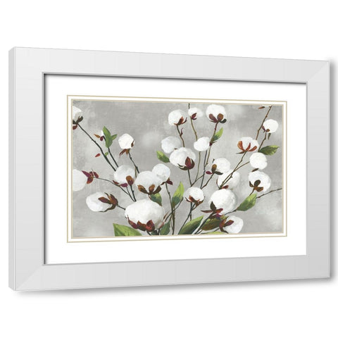 Cotton Ball Flowers I  White Modern Wood Framed Art Print with Double Matting by Jensen, Asia