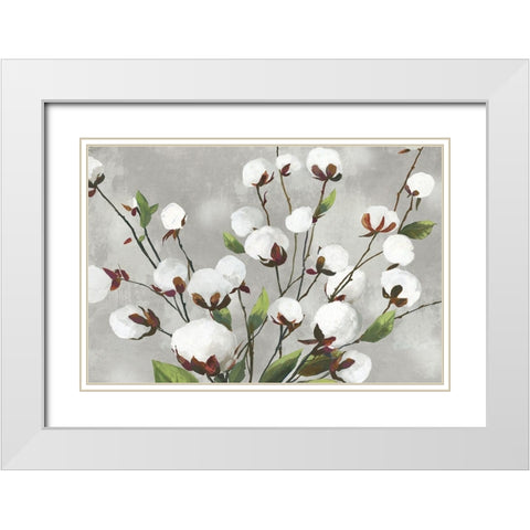 Cotton Ball Flowers I  White Modern Wood Framed Art Print with Double Matting by Jensen, Asia