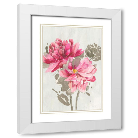 Ink Peony  White Modern Wood Framed Art Print with Double Matting by Jensen, Asia