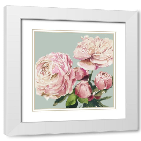 Pink Peony II White Modern Wood Framed Art Print with Double Matting by Jensen, Asia