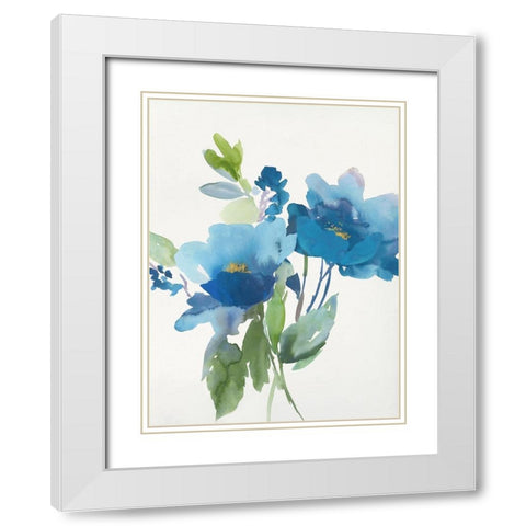 Blue Flower Garden II  White Modern Wood Framed Art Print with Double Matting by Jensen, Asia