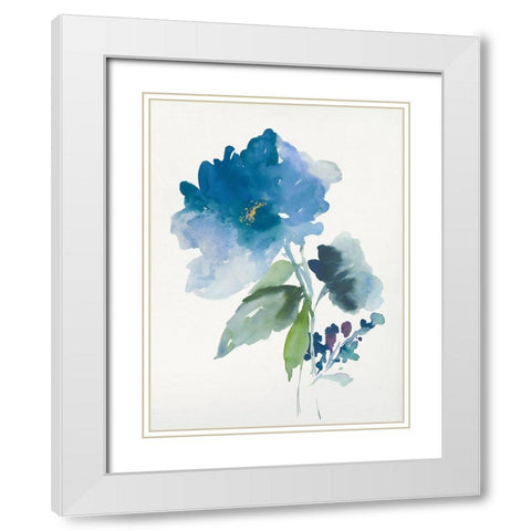 Blue Flower Garden III White Modern Wood Framed Art Print with Double Matting by Jensen, Asia