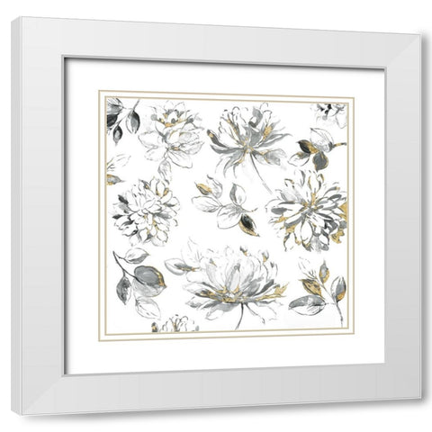 Flora Outlines  White Modern Wood Framed Art Print with Double Matting by Jensen, Asia