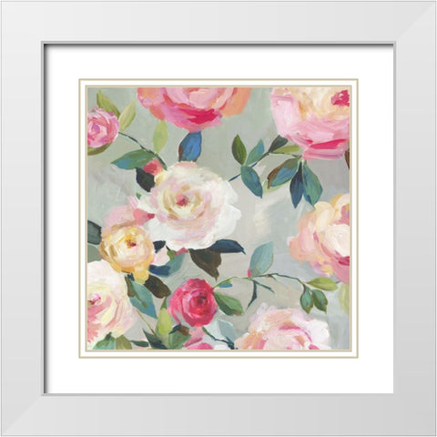 Cascade of Roses II  White Modern Wood Framed Art Print with Double Matting by Jensen, Asia