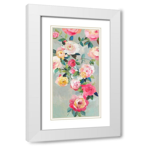 Cascade of Roses III  White Modern Wood Framed Art Print with Double Matting by Jensen, Asia
