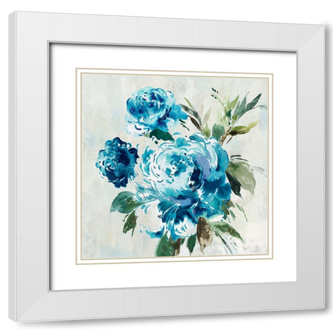 Blue Peony II  White Modern Wood Framed Art Print with Double Matting by Jensen, Asia
