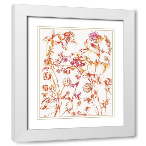 Orange Bloom I White Modern Wood Framed Art Print with Double Matting by Jensen, Asia