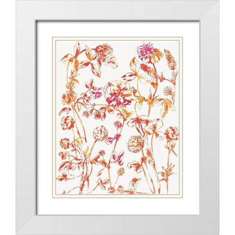 Orange Bloom I White Modern Wood Framed Art Print with Double Matting by Jensen, Asia