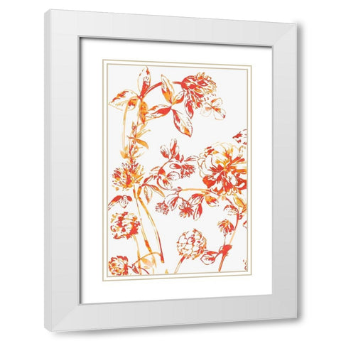 Orange Bloom II White Modern Wood Framed Art Print with Double Matting by Jensen, Asia