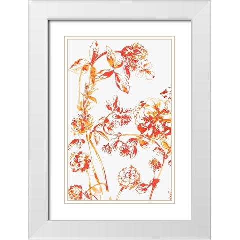 Orange Bloom II White Modern Wood Framed Art Print with Double Matting by Jensen, Asia