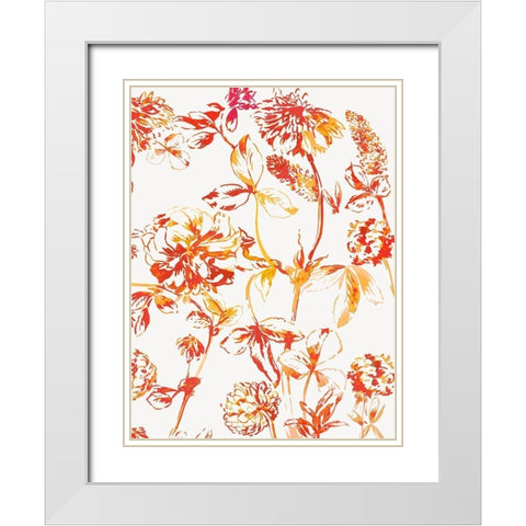Orange Bloom III White Modern Wood Framed Art Print with Double Matting by Jensen, Asia