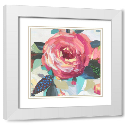 A Red Flower I White Modern Wood Framed Art Print with Double Matting by Jensen, Asia