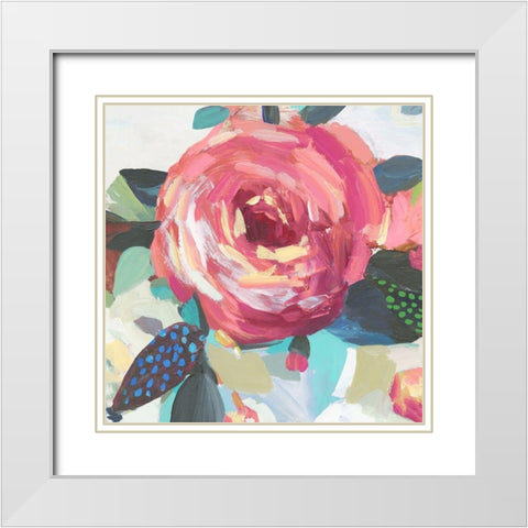 A Red Flower I White Modern Wood Framed Art Print with Double Matting by Jensen, Asia