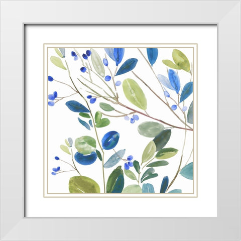 Blue Accents I White Modern Wood Framed Art Print with Double Matting by Jensen, Asia