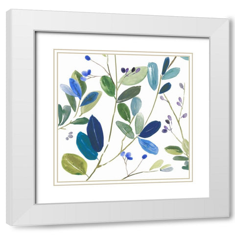 Blue Accents II White Modern Wood Framed Art Print with Double Matting by Jensen, Asia