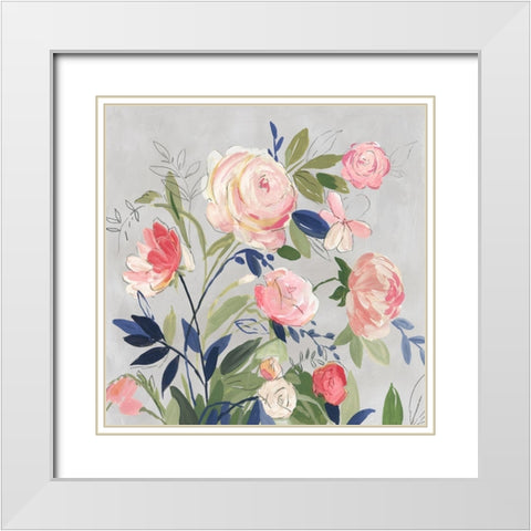 Rose of Summer White Modern Wood Framed Art Print with Double Matting by Jensen, Asia