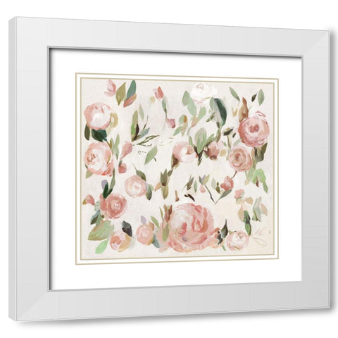 Rose Pearls White Modern Wood Framed Art Print with Double Matting by Jensen, Asia